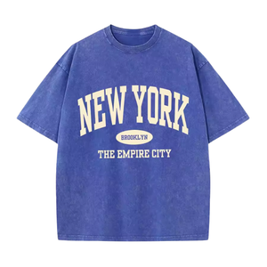 Camiseta de algodón de punto para mujer, camiseta gráfica audaz, ropa de calle lavada de gran tamaño, Top informal, venta al por mayor urbana de moda - Product Image 1