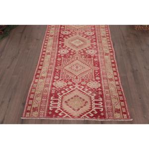 Vintage Accent Rug, 3.3x6.1 ft Turkish Rug, <b>Red</b> <b>Wool</b> Rug - Product Image 2