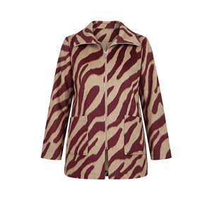 Abrigo de Punto con Estampado de Leopardo, Sin Forro, Talla Grande, Color Vino Tinto - Product Image 2