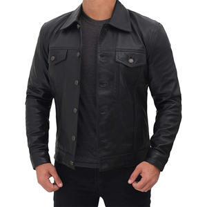 Nouvelle arrivée Veste de moto en cuir pour homme Tissu denim Coupe-vent Respirant Style vintage Hiver Logo avant - Product Image 2