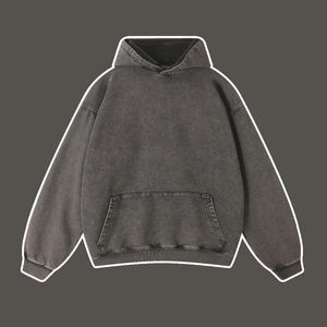 Pull à capuche surdimensionné personnalisé en tissu éponge 100 % coton, 420 g/m², effet vieilli délavé à l'acide, col rond, fourniture ODM - Product Image 4