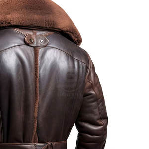 Manteau long en cuir de mouton pour homme, design personnalisé, couleur unie, streetwear, vente chaude, prix raisonnable, manteau long en cuir de mouton pour homme - Product Image 5