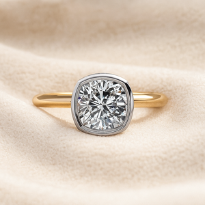 Original 14K oro sólido cojín corte Moissanite solitario anillo de alta calidad regalo de compromiso de boda - Product Image 1