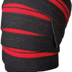 Venta al por mayor de rodilleras de 78 pulgadas de línea roja personalizadas de alta calidad Joelheiras Kniebandagen rodilleras para levantamiento de pesas - Product Image 1