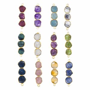 Tanzanite trois pierres Long connecteur Double caution or Vermeil argent Sterling lunette ensemble pierres précieuses bijoux faits à la main cadeau pour elle - Product Image 2