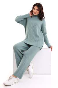 Conjunto de Dos Piezas de Punto para Mujer, Conjunto de Suéter Holgado de Cuello Alto y Pantalones de Alta Calidad, Tejido Suave - Product Image 6