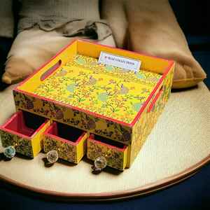 Multifunctional 3-Drawer Wooden Organizer Tray Handcrafted Decorative Storage <b>Box</b> for Desk Jewelry Gifting Multifunctional Use - Product Image 1