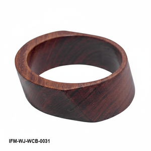 Brazalete de Madera Oscura Natural Hecho a Mano, Brazalete de Madera Geométrico Ancho y Curvo, Joyería Boho para Mujer - Regalo Ecológico para Ella - Product Image 1