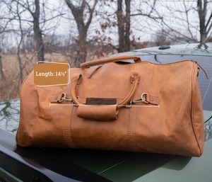 Bolso de Lona de Cuero Genuino Hecho a Mano, Bolsa Grande de Moda Unisex, de Grano Completo, Vintage, Personalizado, Gancho con Compartimento para Zapatos de Caramelo - Product Image 5