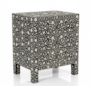 Mesita de Noche de Madera Maciza con Incrustaciones de Hueso, Estilo Fantasía, Moderna, Hecha a Mano, de Primera Calidad, Duradera, Decorativa, de Lujo, para Sala de Estar - Product Image 1