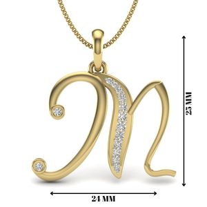 Pendentif Ishi Diamonds en or 14k M Initial Lab Grown Diamond Charm personnalisable de luxe - Product Image 2