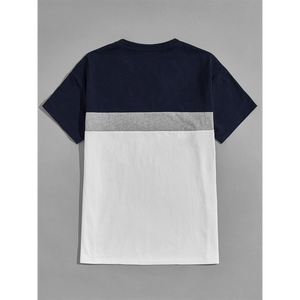 เสื้อยืดผู้ชาย คอกลม แขนสั้น สไตล์สตรีทแวร์ แฟชั่นสีสันตัดกัน สำหรับฤดูร้อน - Product Image 2