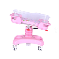 Lit d'hôpital pour bébé en plastique ABS réglable en hauteur et en angle avec chariot métallique
