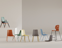 Chaise de bureau ergonomique OMNI avec dossier moyen, structure en acier, matériau PP ignifuge UL94 V-2, design moderne pour la maison et le bureau