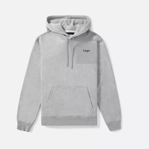 Haute qualité hommes bouton pression pull à capuche épais coton Poly poche kangourou automne sweat - Product Image 2