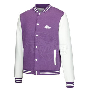 Letterman léger pour hommes, veste de baseball en polaire de haute qualité, manches longues, col montant, décontracté, teint en blanc, nouveau, vente en gros sur mesure - Product Image 2