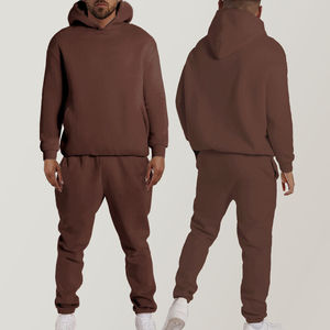 ชุดสตรีทแวร์คู่รัก ชุดเซ็ตสีพื้น สำหรับฤดูใบไม้ร่วงและฤดูหนาว ผ้าฝ้ายฟลีซ 100% ระบายอากาศได้ดี เป็นมิตรกับสิ่งแวดล้อม เสื้อฮู้ดแขนยาวพร้อมสายรัดเอว - Product Image 5