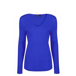 Camiseta de Yoga de manga larga con cuello en V para mujer, respetuosa con el medio ambiente, de alta calidad, ajustada, con diseño de logotipo personalizado, ropa deportiva al por mayor - Product Image 1