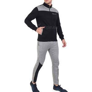 ชุดวอร์มเข้ารูปของผู้ชายผ้าคอตตอนสำหรับ100% ชุดฝึกมีซิปสวมใส่สบายมีลายสีทึบทันสมัยสำหรับฤดูหนาว - Product Image 2