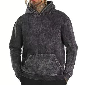 New Arrival Custom logo Heavy Weight Vintage Wash Hoodie Mens Acid Wash Hoodie Plus Size Men's Sweatshirt Hoodie - Product Image 1
