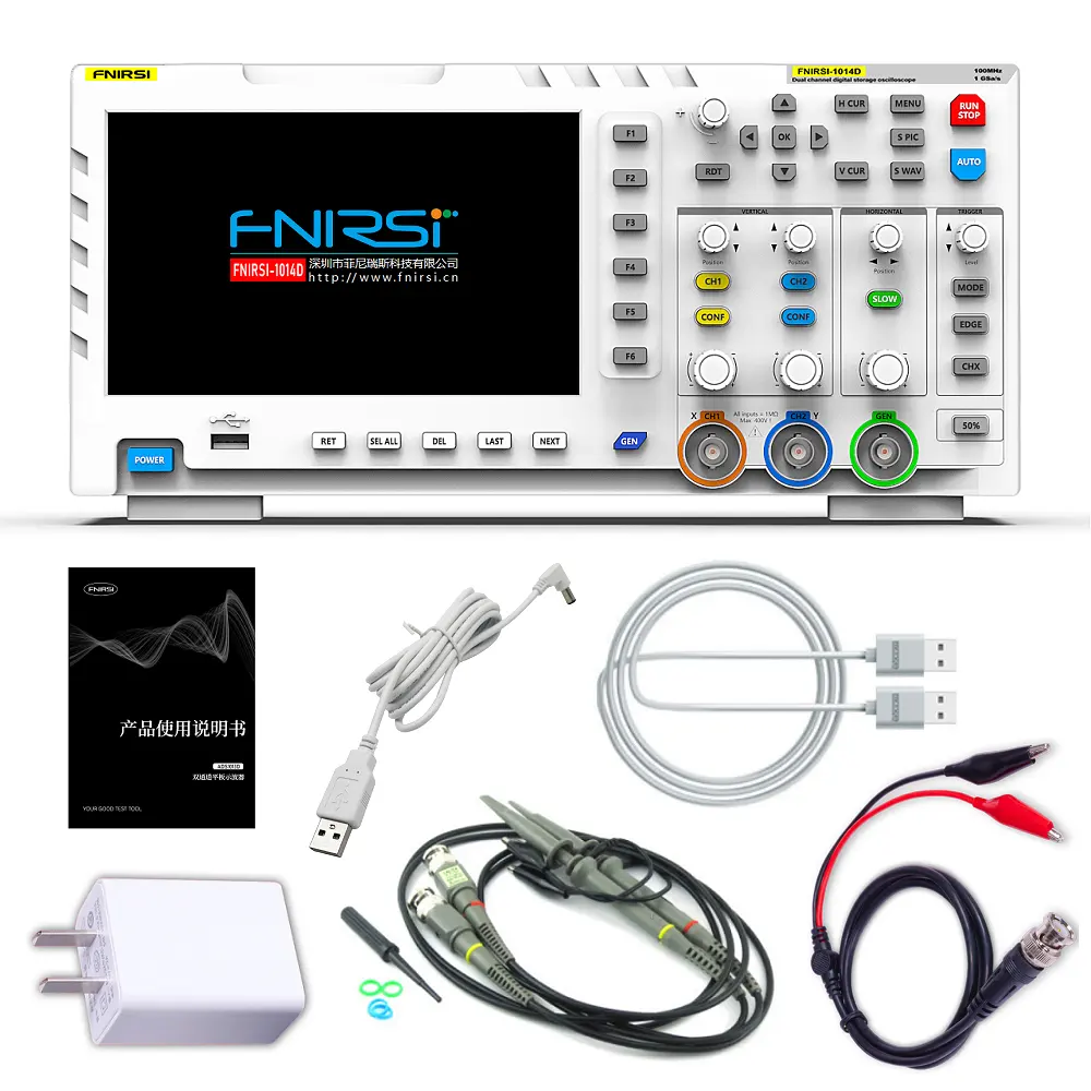 FNIRSI-1014D dao động 2 trong 1 Dual Channel ana-log băng thông 1gsa/S xách tay lưu trữ kỹ thuật số