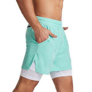 Short de course taille haute pour homme avec doublure, séchage rapide, short d'athlétisme, poches zippées - Product Image 2