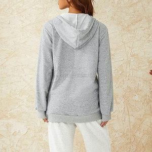 Sweat-shirts à capuche surdimensionnés en molleton 100 % coton pour femmes, style hiver, grandes tailles, doublés, avec logo personnalisé et strass, vente en gros - Product Image 2