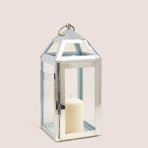 โคมไฟโลหะตั้งพื้นสำหรับเทศกาลคริสต์มาสสีเงินและสีทองขนาดมินิใช้ตกแต่งสวนที่วางเทียน - Product Image 1