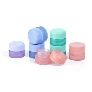 定制眼霜包装小磨砂玻璃儿童防圆形浓缩罐，带塑料儿童防盖
