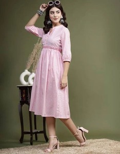 Vestido bohemio de algodón de nueva moda, estampado Floral, estampado a mano, ropa informal de verano, botón ecológico, dulce para damas de honor ODM - Product Image 2