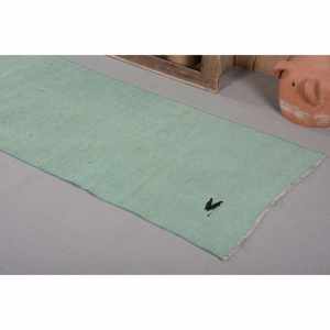 Alfombra de lana turca vintage, diseño de retazos verde rectangular clásico moderno de 32x11 pies para sala de estar, pasillo, pila de felpa, látex de altura - Product Image 4