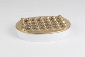 Stylish Gold White Color Oval Ashtray with Modern Design Perfect for Home Bars Restaurants Offices and Trendy Bar Supplies - Product Image 5