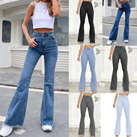 Pantalones Vaqueros de Algodón para Mujer, Bonitos, Sólidos, Cómodos, Estilizadores, de Pierna Ancha, Transpirables, de Secado Rápido, Lavables, Elásticos, con Parches, Cintura Sexy