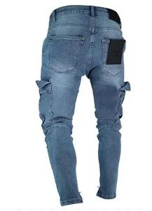 Pantalon en jean de haute qualité en coton, lavage clair, ample, taille plus, pour homme - Product Image 5