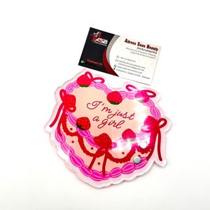 Lo último en azulejos de pestañas sostenibles I am just a Girl, pinzas de pestañas acrílicas personalizadas, azulejos de extensión de pestañas de pastel de fresa - Product Image 2