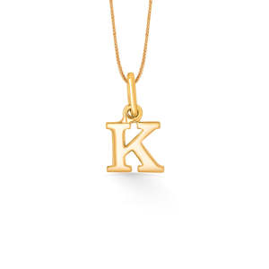 Colgante con letra K en oro amarillo, cadena unisex, regalo - Product Image 2