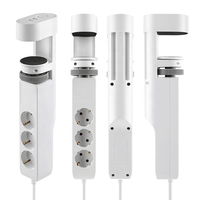 Nouveau design coloré protégé contre les surtensions 16A 3X230 V prise de bureau Schuko sans perceuse avec USB et interrupteur à bouton multiprise