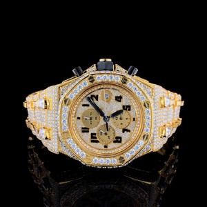 Reloj de acero inoxidable personalizado para hombre Tourbillon chapado en oro IGI certificado VVS Moissanite diamante zafiro relojes mecánicos - Product Image 2