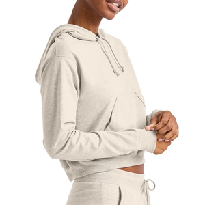 2025 alta calidad diseño personalizado mujer 100% algodón francés Terry recortada Sudadera con capucha al por mayor de alta calidad Crop transpirable sudaderas con capucha - Product Image 6