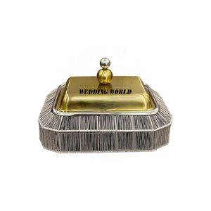 Stainless Steel Food Warmer Rectangle Shape Handmade Designer Casserole Hot Selling Luxury New Metal Hotpot - Product Image 1