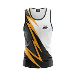 Grosir singlet OEM murni kustom sublimasi olahraga polos Gym pria jaring atletik produsen Top kamuflase