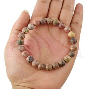 สร้อยข้อมือลูกปัดหินแจสเปอร์ลายเสือดาวธรรมชาติขนาด 8 มม. - พลังเรกิสำหรับเสริมความแข็งแกร่ง ความกล้าหาญ ความมั่นคง และสมดุลอารมณ์ - Product Image 1