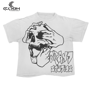 Fournisseur d'usine t-shirts personnalisés sérigraphie vierge DTF DTG impression bouffante en détresse Chenille Applique broderie lavage à l'acide hommes t-shirt - Product Image 6