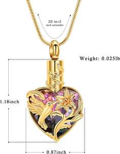 Collares de urna de corazón de Metal para cenizas, recuerdo, urna conmemorativa, joyería de cremación, colgante de ceniza para mujeres, hombres, amor, un tamaño personalizado - Product Image 2