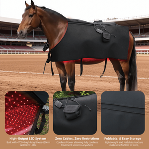 Alat Terapi Cahaya Merah Portabel SunPlus untuk Punggung Kuda 660Nm 850Nm Terapi Cahaya Inframerah Selimut Kuda Alas Terapi yang Dapat Dipakai untuk Kuda - Product Image 3