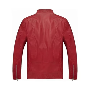 Veste de moto en cuir rouge audacieuse et accrocheuse polyvalente et chic mode ultime parfaite pour les vêtements décontractés et le vélo - Product Image 2