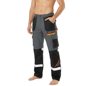 Pantalons de sécurité noirs réfléchissants durables pour hommes, 100 % coton, logo personnalisé, qualité supérieure, 2 tons, imperméables, conforme à la norme ANSI Classe 2, vente en gros - Product Image 1