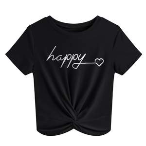 Vêtements pour femmes en gros été Boutique 2025 à manches courtes haut court lettre imprimer T-shirts pour femmes - Product Image 1