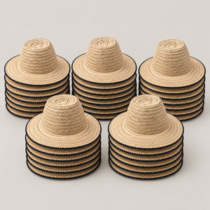 Sombrero de Paja Estilo Marinero Hecho a Mano con Ala Ancha |   Hoja de palma natural tejida a rayas |   Venta al por Mayor de Ropa para Fiestas en la Playa para Mujeres y Hombres |   Diseño de Flecos Personalizado - Product Image 2