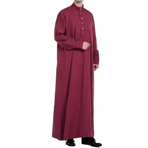 Thobe/Jubba décontracté pour hommes musulmans, de haute qualité, respirant, coupe ample, longueur au sol, col en V, manches longues, toutes saisons - Product Image 1
